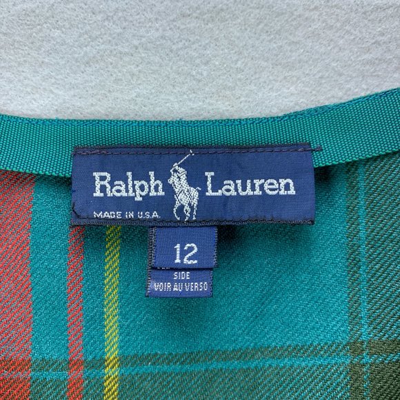 **SOLD**Vintage Ralph Lauren Skirt Womens 12 Wool Plaid Fringe Long Wrap Red - Picture 12 of 16